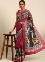 Cotton Rose Pink Traditional Wear Printed Saree